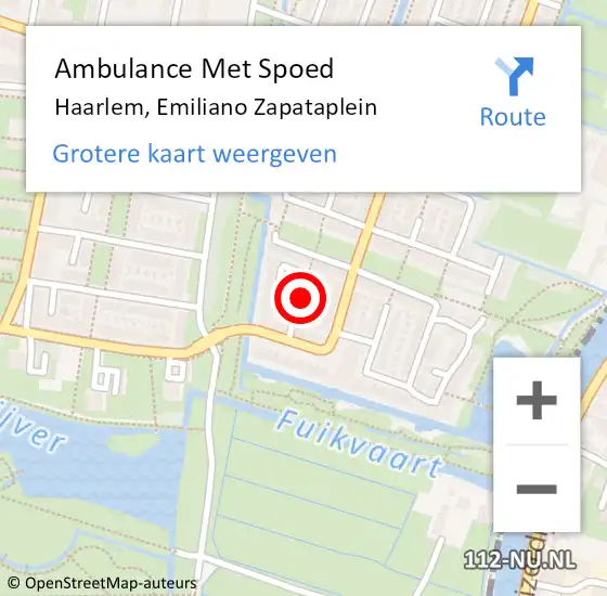 Locatie op kaart van de 112 melding: Ambulance Met Spoed Naar Haarlem, Emiliano Zapataplein op 3 mei 2022 21:37