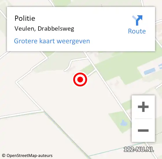 Locatie op kaart van de 112 melding: Politie Veulen, Drabbelsweg op 3 mei 2022 22:47