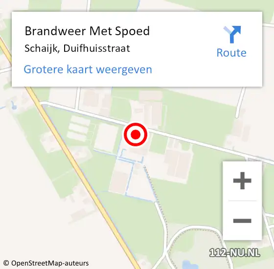 Locatie op kaart van de 112 melding: Brandweer Met Spoed Naar Schaijk, Duifhuisstraat op 3 mei 2022 23:07