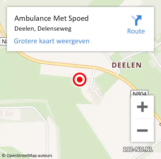 Locatie op kaart van de 112 melding: Ambulance Met Spoed Naar Deelen, Delenseweg op 4 mei 2022 01:17