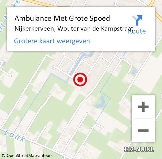 Locatie op kaart van de 112 melding: Ambulance Met Grote Spoed Naar Nijkerkerveen, Wouter van de Kampstraat op 4 mei 2022 01:51