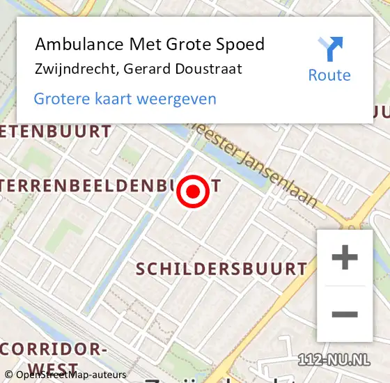 Locatie op kaart van de 112 melding: Ambulance Met Grote Spoed Naar Zwijndrecht, Gerard Doustraat op 4 mei 2022 01:52