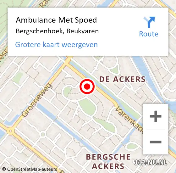 Locatie op kaart van de 112 melding: Ambulance Met Spoed Naar Bergschenhoek, Beukvaren op 4 mei 2022 02:33