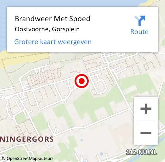 Locatie op kaart van de 112 melding: Brandweer Met Spoed Naar Oostvoorne, Gorsplein op 4 mei 2022 04:46