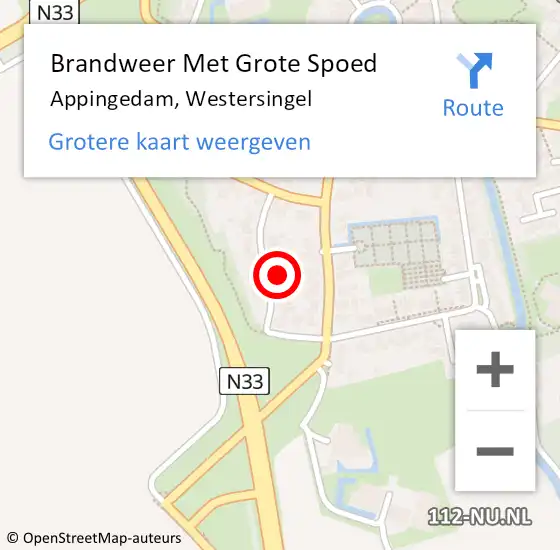 Locatie op kaart van de 112 melding: Brandweer Met Grote Spoed Naar Appingedam, Westersingel op 4 mei 2022 04:46