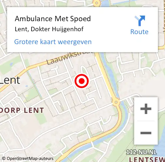 Locatie op kaart van de 112 melding: Ambulance Met Spoed Naar Lent, Dokter Huijgenhof op 4 mei 2022 05:11