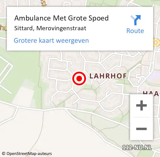 Locatie op kaart van de 112 melding: Ambulance Met Grote Spoed Naar Sittard, Merovingenstraat op 16 juli 2014 12:07