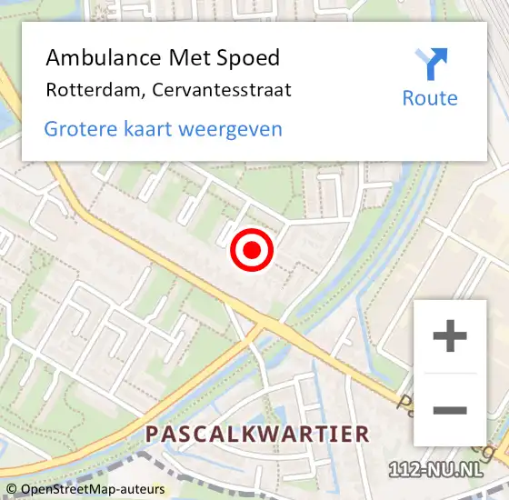 Locatie op kaart van de 112 melding: Ambulance Met Spoed Naar Rotterdam, Cervantesstraat op 4 mei 2022 06:26