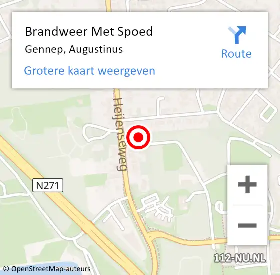 Locatie op kaart van de 112 melding: Brandweer Met Spoed Naar Gennep, Augustinus op 4 mei 2022 06:58