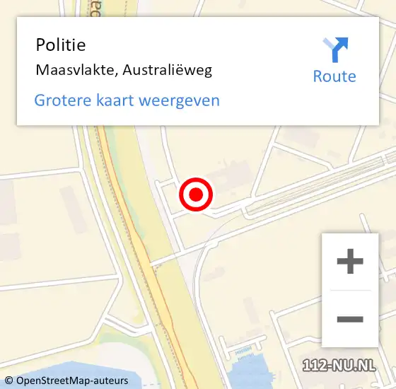 Locatie op kaart van de 112 melding: Politie Maasvlakte, Australiëweg op 4 mei 2022 07:41