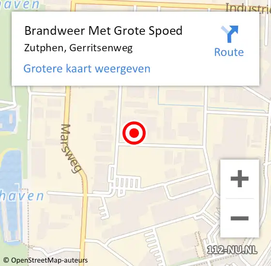 Locatie op kaart van de 112 melding: Brandweer Met Grote Spoed Naar Zutphen, Gerritsenweg op 4 mei 2022 08:09