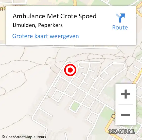 Locatie op kaart van de 112 melding: Ambulance Met Grote Spoed Naar IJmuiden, Peperkers op 4 mei 2022 08:17