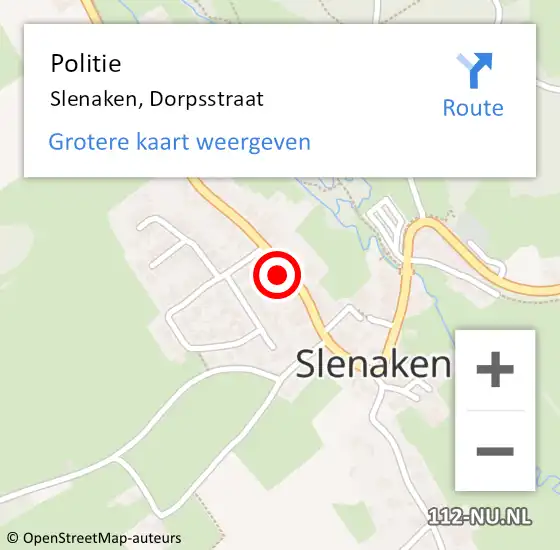 Locatie op kaart van de 112 melding: Politie Slenaken, Dorpsstraat op 4 mei 2022 08:31