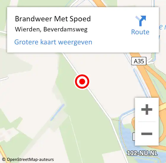 Locatie op kaart van de 112 melding: Brandweer Met Spoed Naar Wierden, Beverdamsweg op 16 juli 2014 12:13