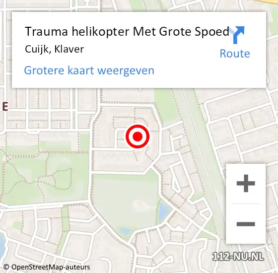 Locatie op kaart van de 112 melding: Trauma helikopter Met Grote Spoed Naar Cuijk, Klaver op 4 mei 2022 08:45