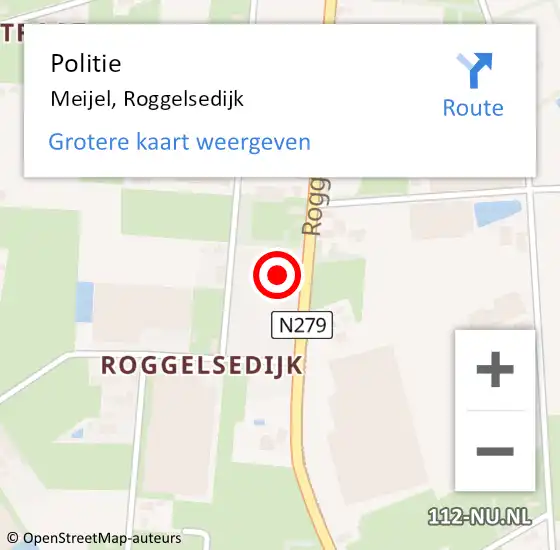 Locatie op kaart van de 112 melding: Politie Meijel, Roggelsedijk op 4 mei 2022 08:46