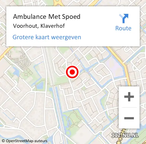 Locatie op kaart van de 112 melding: Ambulance Met Spoed Naar Voorhout, Klaverhof op 4 mei 2022 09:04
