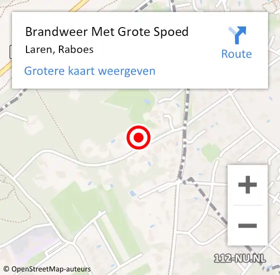 Locatie op kaart van de 112 melding: Brandweer Met Grote Spoed Naar Laren, Raboes op 4 mei 2022 09:24