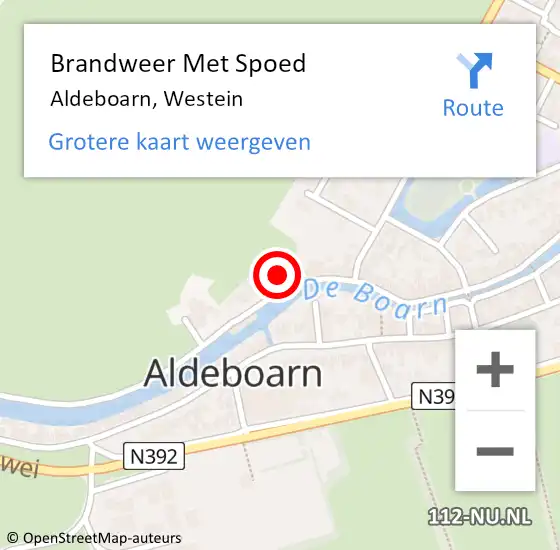 Locatie op kaart van de 112 melding: Brandweer Met Spoed Naar Aldeboarn, Westein op 4 mei 2022 09:25