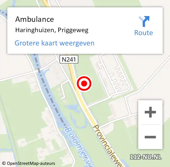 Locatie op kaart van de 112 melding: Ambulance Haringhuizen, Priggeweg op 4 mei 2022 10:12