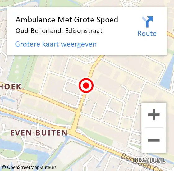 Locatie op kaart van de 112 melding: Ambulance Met Grote Spoed Naar Oud-Beijerland, Edisonstraat op 4 mei 2022 10:13