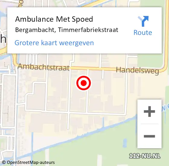 Locatie op kaart van de 112 melding: Ambulance Met Spoed Naar Bergambacht, Timmerfabriekstraat op 4 mei 2022 10:24