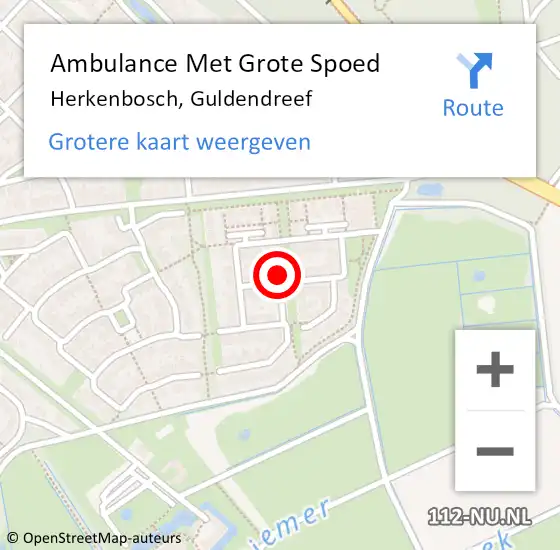 Locatie op kaart van de 112 melding: Ambulance Met Grote Spoed Naar Herkenbosch, Guldendreef op 4 mei 2022 10:33