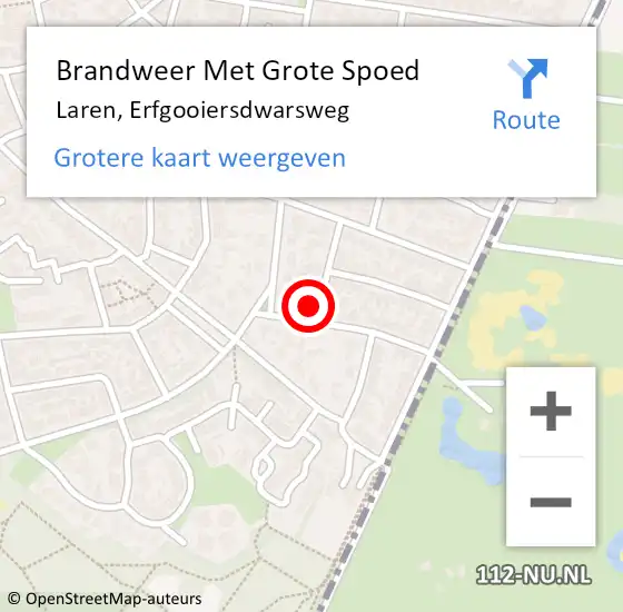 Locatie op kaart van de 112 melding: Brandweer Met Grote Spoed Naar Laren, Erfgooiersdwarsweg op 4 mei 2022 10:36