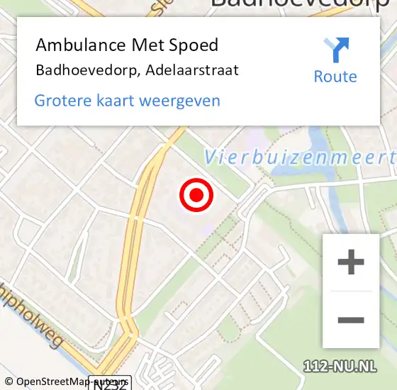 Locatie op kaart van de 112 melding: Ambulance Met Spoed Naar Badhoevedorp, Adelaarstraat op 4 mei 2022 10:41