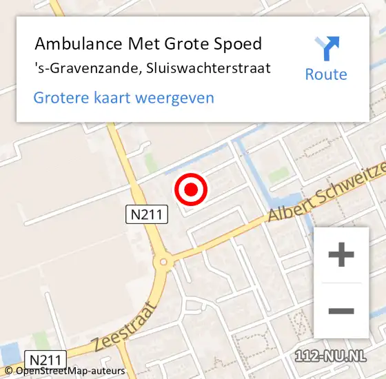 Locatie op kaart van de 112 melding: Ambulance Met Grote Spoed Naar 's-Gravenzande, Sluiswachterstraat op 4 mei 2022 10:44