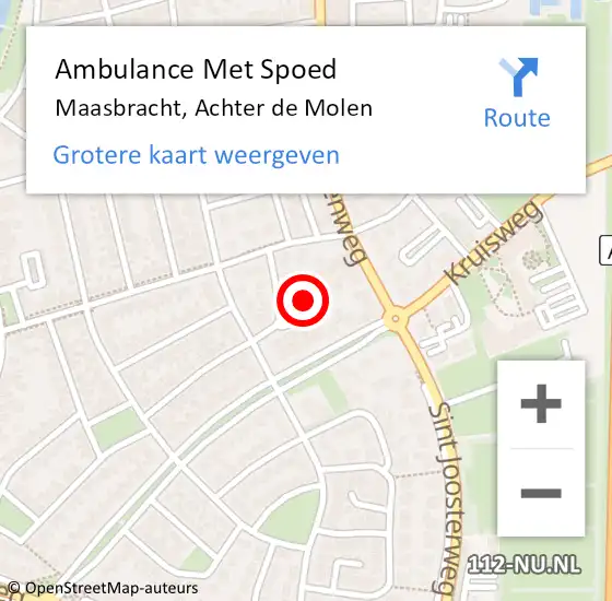 Locatie op kaart van de 112 melding: Ambulance Met Spoed Naar Maasbracht, Achter de Molen op 4 mei 2022 10:48