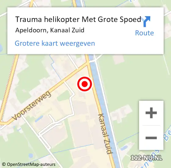 Locatie op kaart van de 112 melding: Trauma helikopter Met Grote Spoed Naar Apeldoorn, Kanaal Zuid op 4 mei 2022 10:50