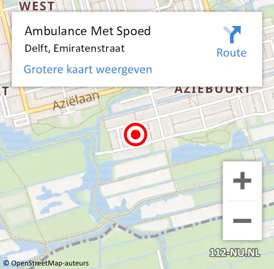 Locatie op kaart van de 112 melding: Ambulance Met Spoed Naar Delft, Emiratenstraat op 4 mei 2022 10:52