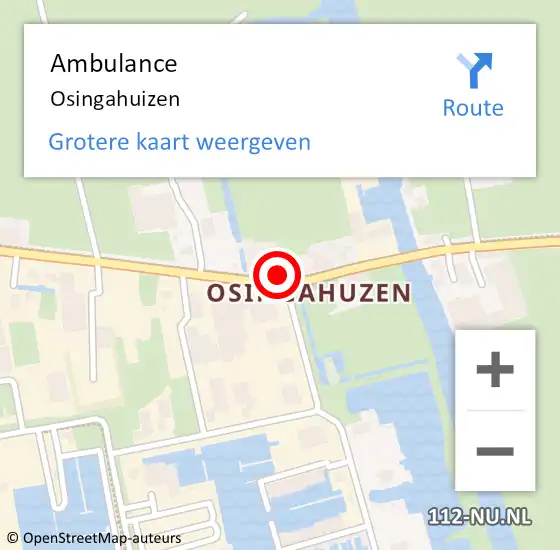 Locatie op kaart van de 112 melding: Ambulance Osingahuizen op 4 mei 2022 11:47