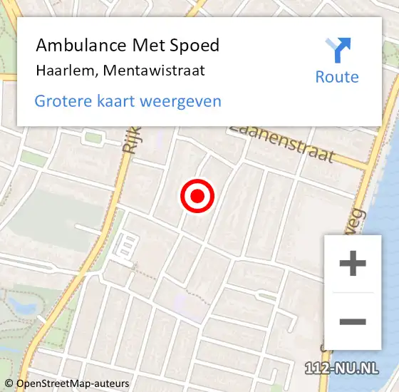 Locatie op kaart van de 112 melding: Ambulance Met Spoed Naar Haarlem, Mentawistraat op 4 mei 2022 11:58