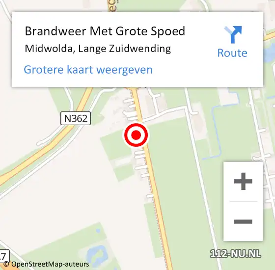 Locatie op kaart van de 112 melding: Brandweer Met Grote Spoed Naar Midwolda, Lange Zuidwending op 4 mei 2022 12:09
