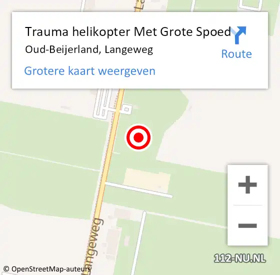 Locatie op kaart van de 112 melding: Trauma helikopter Met Grote Spoed Naar Oud-Beijerland, Langeweg op 4 mei 2022 12:17