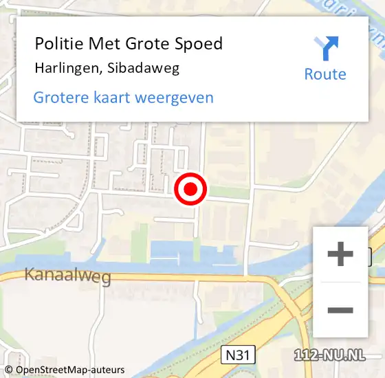 Locatie op kaart van de 112 melding: Politie Met Grote Spoed Naar Harlingen, Sibadaweg op 4 mei 2022 12:29