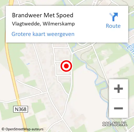 Locatie op kaart van de 112 melding: Brandweer Met Spoed Naar Vlagtwedde, Wilmerskamp op 4 mei 2022 12:40