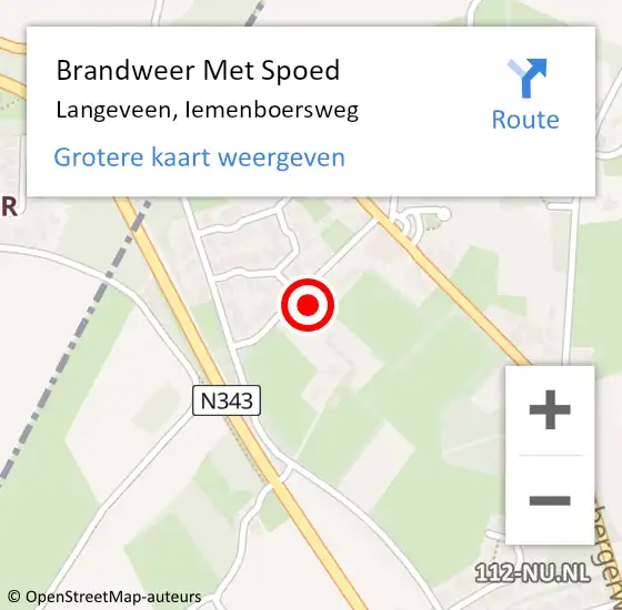 Locatie op kaart van de 112 melding: Brandweer Met Spoed Naar Langeveen, Iemenboersweg op 4 mei 2022 12:55