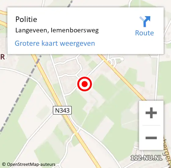 Locatie op kaart van de 112 melding: Politie Langeveen, Iemenboersweg op 4 mei 2022 13:19