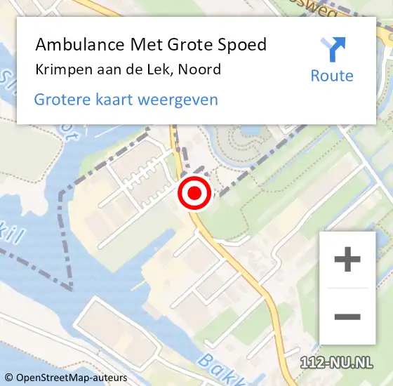 Locatie op kaart van de 112 melding: Ambulance Met Grote Spoed Naar Krimpen aan de Lek, Noord op 4 mei 2022 13:21