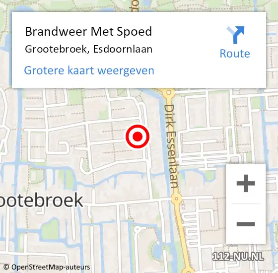 Locatie op kaart van de 112 melding: Brandweer Met Spoed Naar Grootebroek, Esdoornlaan op 4 mei 2022 13:54