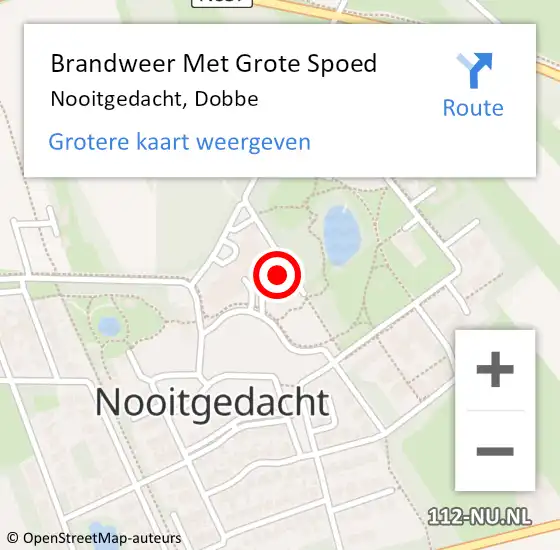 Locatie op kaart van de 112 melding: Brandweer Met Grote Spoed Naar Nooitgedacht, Dobbe op 4 mei 2022 13:54