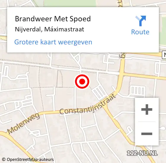 Locatie op kaart van de 112 melding: Brandweer Met Spoed Naar Nijverdal, Máximastraat op 4 mei 2022 14:00