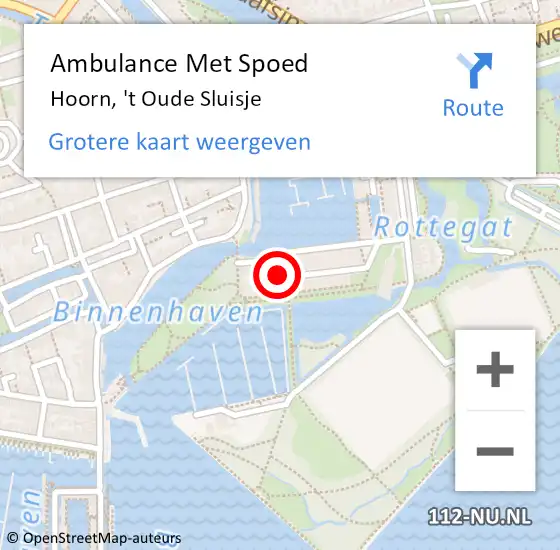 Locatie op kaart van de 112 melding: Ambulance Met Spoed Naar Hoorn, 't Oude Sluisje op 4 mei 2022 14:01