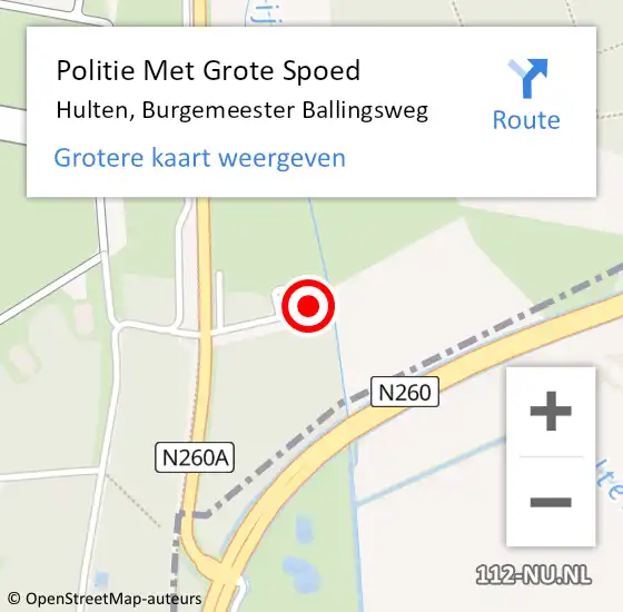 Locatie op kaart van de 112 melding: Politie Met Grote Spoed Naar Hulten, Burgemeester Ballingsweg op 4 mei 2022 14:33
