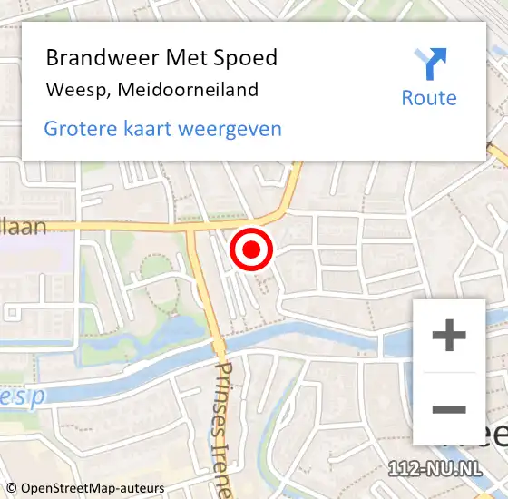 Locatie op kaart van de 112 melding: Brandweer Met Spoed Naar Weesp, Meidoorneiland op 4 mei 2022 14:55