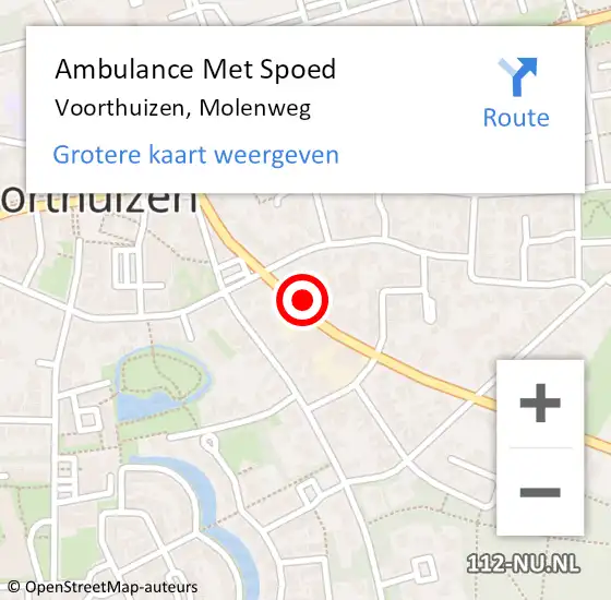 Locatie op kaart van de 112 melding: Ambulance Met Spoed Naar Voorthuizen, Molenweg op 4 mei 2022 14:55