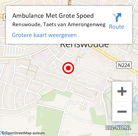 Locatie op kaart van de 112 melding: Ambulance Met Grote Spoed Naar Renswoude, Taets van Amerongenweg op 16 juli 2014 12:46